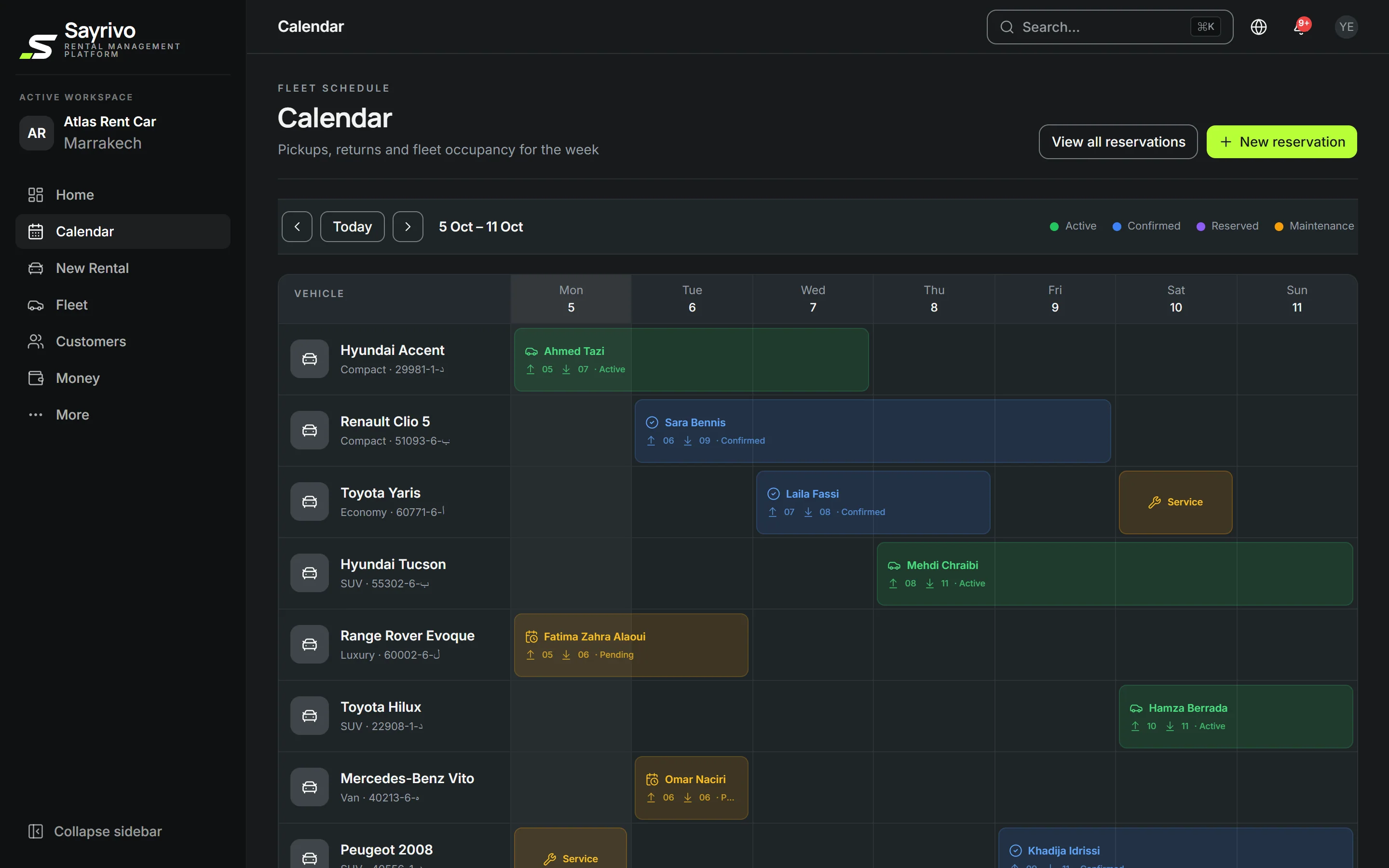 Calendar — See every car, every day.