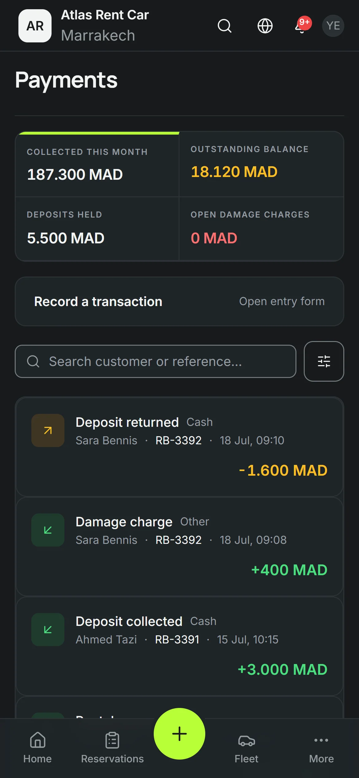 Payment — Payments and deposit, recorded.