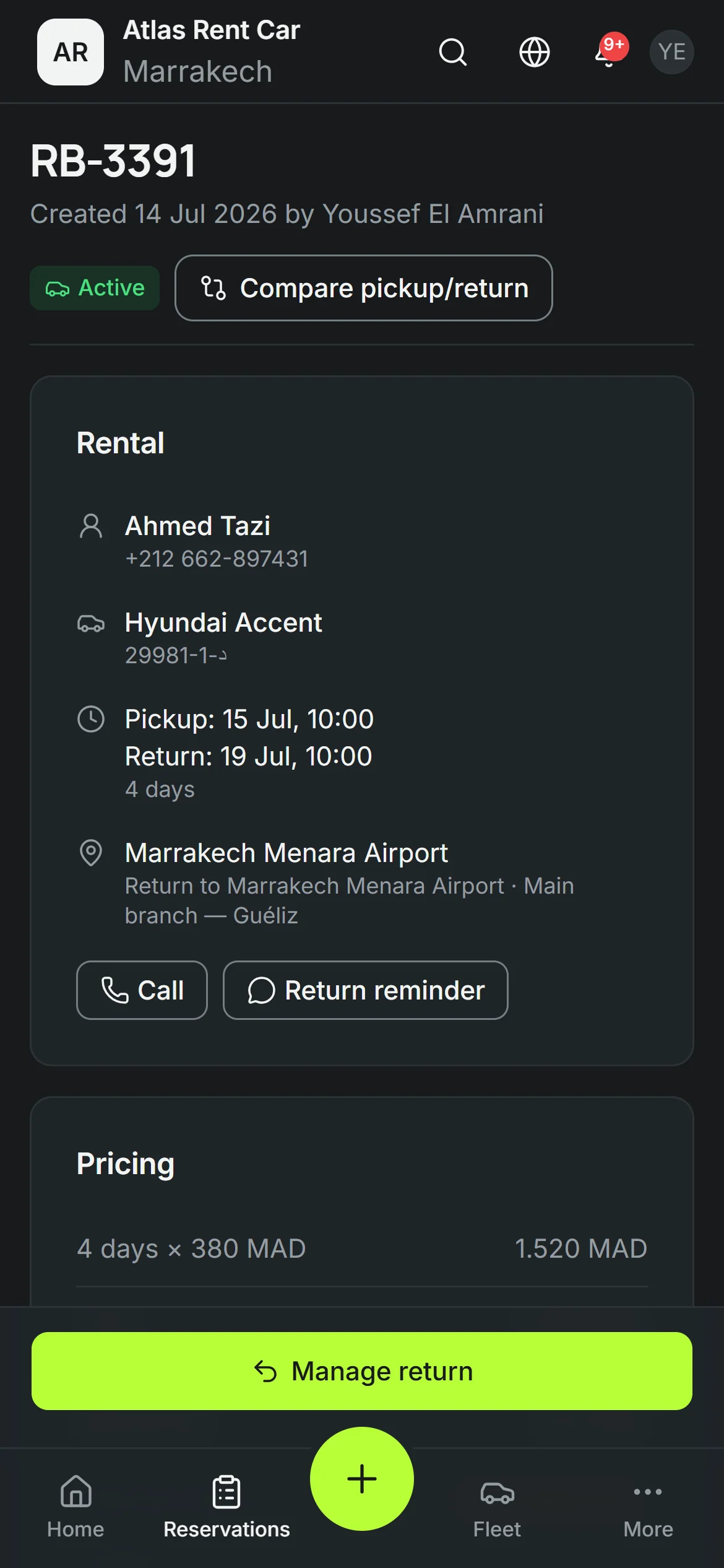 Reservation — Dates, price, deposit. Confirmed.